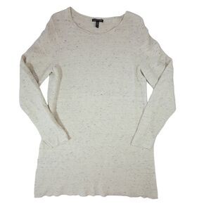 Eileen Fisher Organic Cotton Wool Blend Oatmeal Heather Tunic Sweater sz M